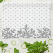 Silver Snowflakes Theedoek (Gevouwen)