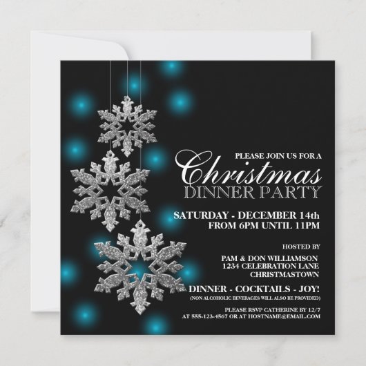 Silver Snowflakes - Uitnodiging voor kerstfeest (Voorkant)