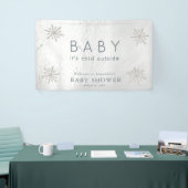 Silver Snowflakes White Snow Baby shower Welkom Spandoek (Beurs)