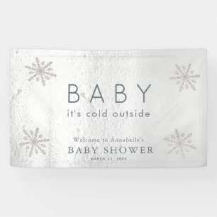 Silver Snowflakes White Snow Baby shower Welkom Spandoek