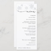 Silver Snowflakes Winter Baby shower Menu (Voorkant / Achterkant)