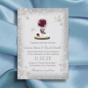 Silver Snowflakes Winter Wedding Beauty Roos Dome Kaart