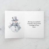 Silver Snowman Christmas Kaart (Binnen)