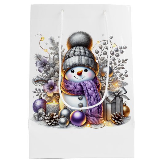 Silver Snowman Medium Cadeauzakje (Achterkant)