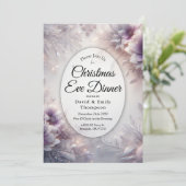Silver Soft Amethyst Winter Christmas Eve Dinner Kaart (Staand voorkant)