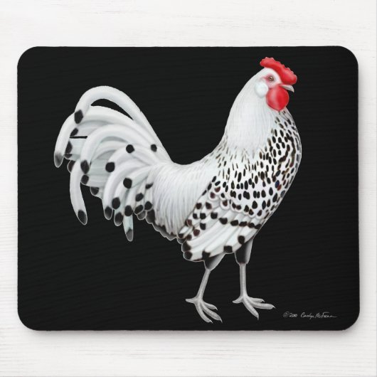 Silver Spangled Hamburg Chicken Mousepad Muismat (Voorkant)
