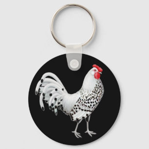 Silver Spangled Hamburg Chicken Sleutelhanger