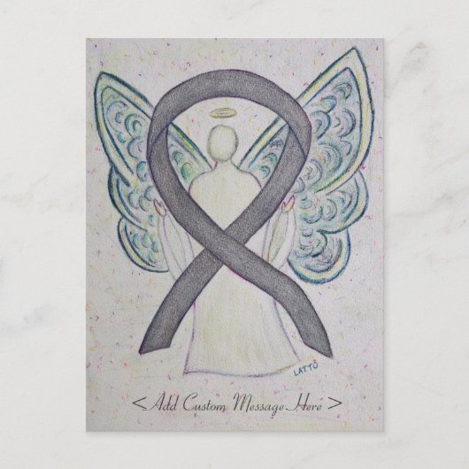 Silver Sparkle Awareness Ribbon Angel Briefkaart (Voorkant)