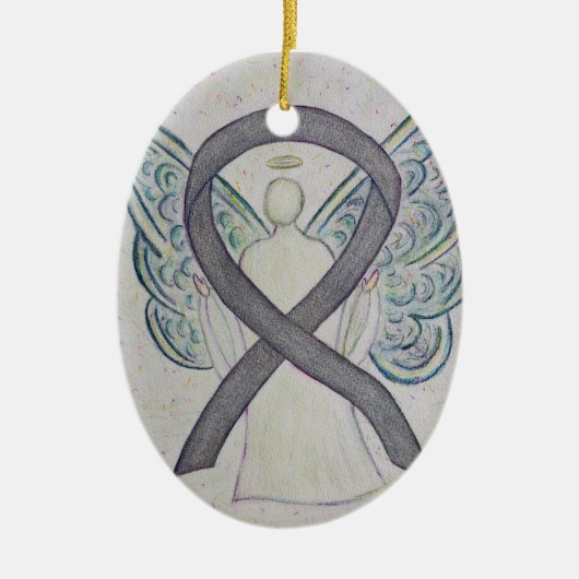 Silver Sparkle Awareness Ribbon Angel Ornament (Voorkant)