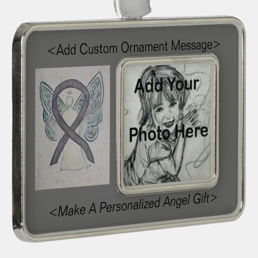 Silver Sparkle Awareness Ribbon Angel Ornament (Rechts)