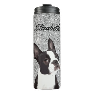 Silver Sparkle Boston Terrier Dog Animal Name Thermosbeker