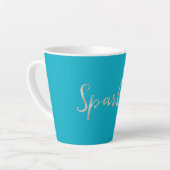 Silver Sparkle Bright Aqua Blue Latte Mok (Linkerhoek)