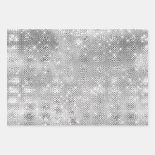 Silver Sparkle Christmas Ornament with Pretty Bow Inpakpapier Vel (Voorkant)