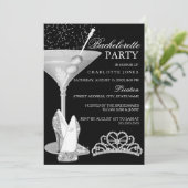 Silver Sparkle Cocktail Bachelorette Party Kaart (Staand voorkant)