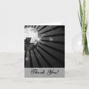 Silver Sparkle Disco Ball Party Bedankkaart