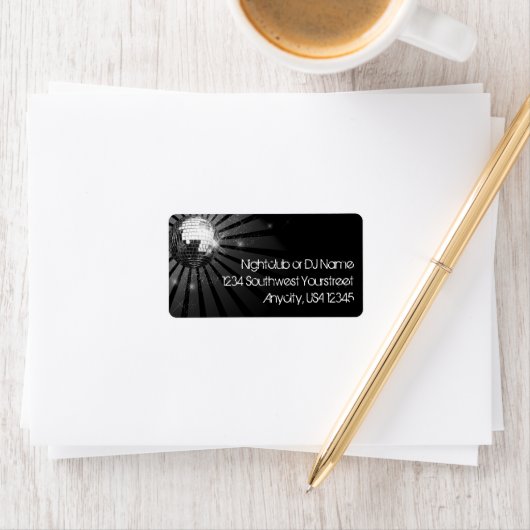 Silver Sparkle Disco Ball Party Etiket (Insitu)