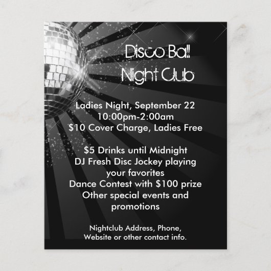 Silver Sparkle Disco Ball Party Flyer (Voorkant)