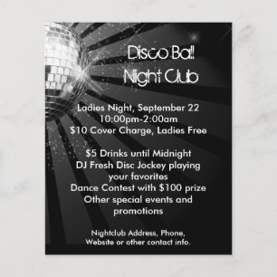 Silver Sparkle Disco Ball Party Flyer