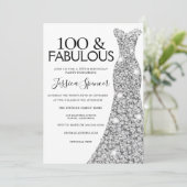 Silver Sparkle Dress 100 & Fabulous 100th Birthday Kaart (Staand voorkant)