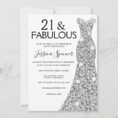 Silver Sparkle Dress 21 & Fabulous 21st Birthday Kaart (Voorkant)