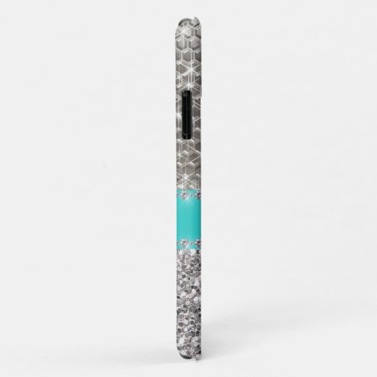 Silver Sparkle Glam Bling Personalized Metal Case-Mate iPhone Case (Achterkant/rechts)