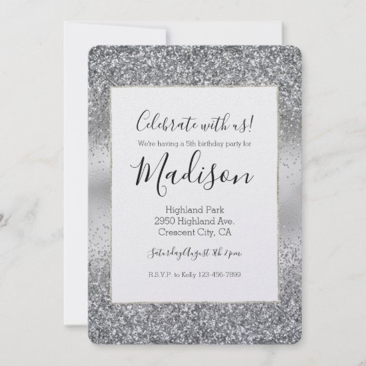 Silver Sparkle Glam Kaart (Voorkant)