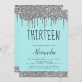 Silver Sparkle Glitter 13e dertien verjaardag Kaart (Voorkant / Achterkant)