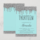 Silver Sparkle Glitter 13e dertien verjaardag Kaart (Voorkant / Achterkant)