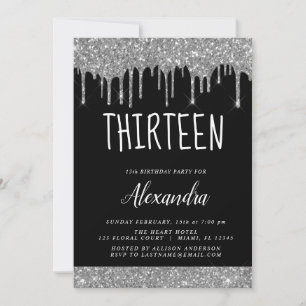 Silver Sparkle Glitter 13e dertien verjaardag Kaart