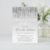 Silver Sparkle Glitter Afstudeerfeest Kaart (Staand voorkant)