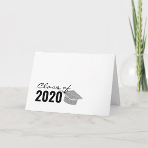 Silver Sparkle Glitter Afstuderen Klasse van 2020 Kaart