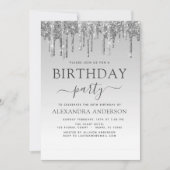 Silver Sparkle Glitter Any Age Verjaardag Kaart (Voorkant)