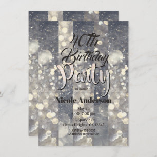 Silver Sparkle Glitter Glamor Glam Modern Party Kaart