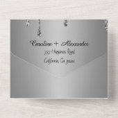 Silver Sparkle Glitter Grey Script RSVP QR Code All In One Uitnodiging (Achterkant)