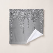 Silver Sparkle Glitter maakt geluid Bad Handdoek (Wasdoekje)