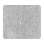 Silver Sparkle Glitter Marble Monogram Snijplank (Voorkant)