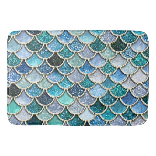 Silver Sparkle Glitter Mermaid Scales Badmat (Voorkant)