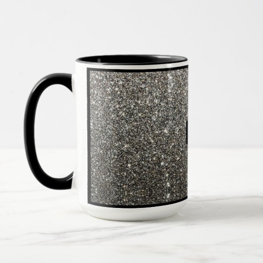 Silver Sparkle Glitter met persoonlijke naam Mok (Links)