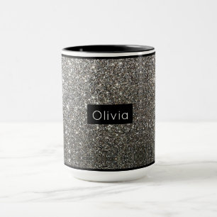 Silver Sparkle Glitter met persoonlijke naam Mok