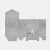 Silver Sparkle Glitter Monogram Naam en Initiaal Bedankdoosjes (Uitgevouwen)