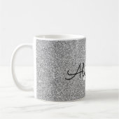 Silver Sparkle Glitter Monogram Naam en Initiaal Koffiemok (Links)