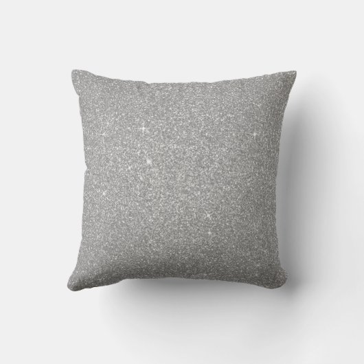 Silver Sparkle Glitter Monogram Naam en Initiaal Kussen (Achterkant)