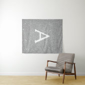Silver Sparkle Glitter Monogram Tapestry Wandkleed (In Situ (horizontaal))