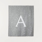 Silver Sparkle Glitter Monogram Tapestry Wandkleed (Voorkant)
