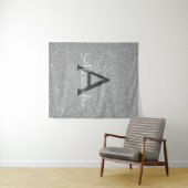 Silver Sparkle Glitter Monogram Tapestry Wandkleed (In Situ (horizontaal))