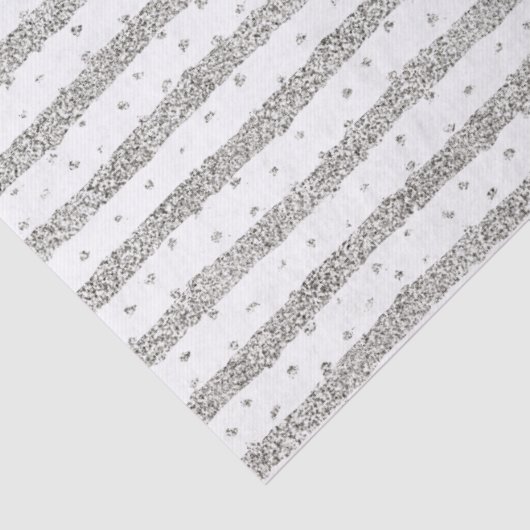 Silver Sparkle Glitter Stripes Dots Christmas Tissuepapier (Detail)