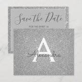 Silver Sparkle Glitter Sweet 16 Save the Date (Voorkant / Achterkant)