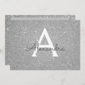 Silver Sparkle Glitter Sweet 16 Save the Date (Voorkant / Achterkant)