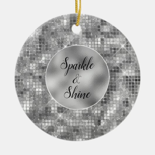 Silver Sparkle Keramisch Ornament (Voorkant)