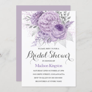 Silver Sparkle Lavender Vrijgezellenfeest Invite Kaart